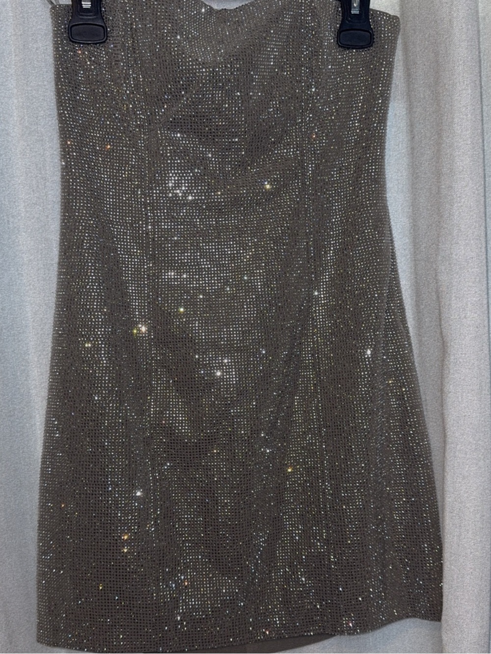 Strapless Silver Crystal Mini Dress - Picture 3 of 4